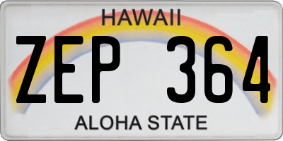 HI license plate ZEP364