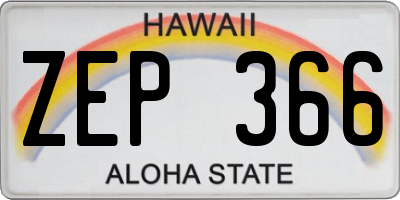 HI license plate ZEP366