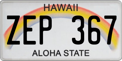 HI license plate ZEP367