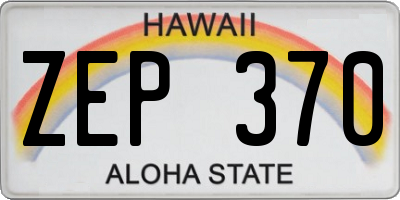 HI license plate ZEP370