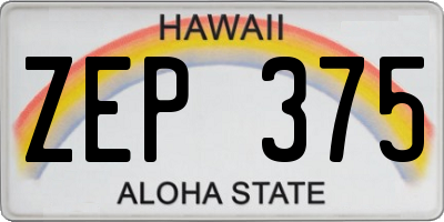HI license plate ZEP375