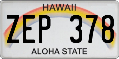 HI license plate ZEP378