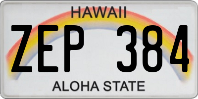HI license plate ZEP384