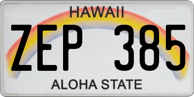 HI license plate ZEP385