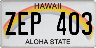 HI license plate ZEP403