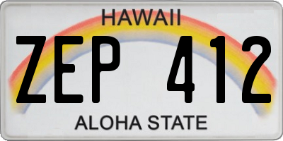 HI license plate ZEP412
