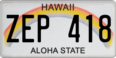 HI license plate ZEP418