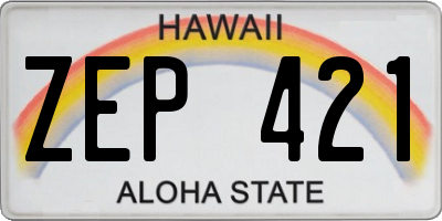 HI license plate ZEP421