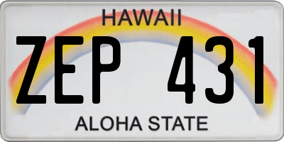 HI license plate ZEP431