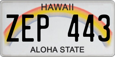 HI license plate ZEP443