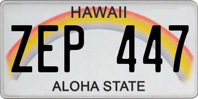 HI license plate ZEP447