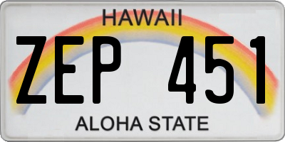 HI license plate ZEP451