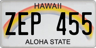HI license plate ZEP455
