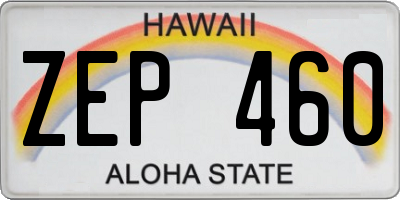HI license plate ZEP460