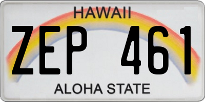 HI license plate ZEP461