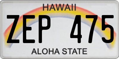 HI license plate ZEP475