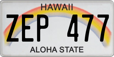 HI license plate ZEP477