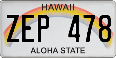 HI license plate ZEP478