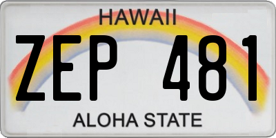 HI license plate ZEP481