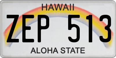 HI license plate ZEP513