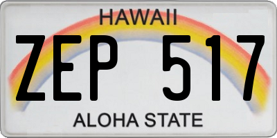 HI license plate ZEP517