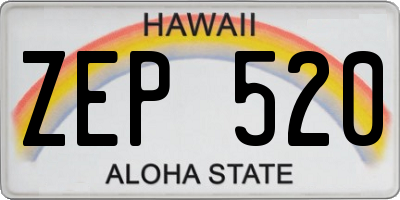 HI license plate ZEP520