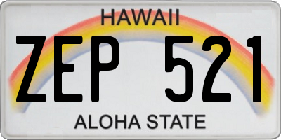 HI license plate ZEP521