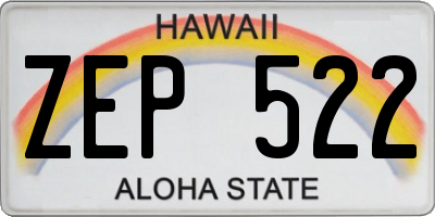 HI license plate ZEP522