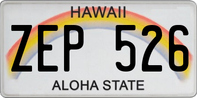 HI license plate ZEP526