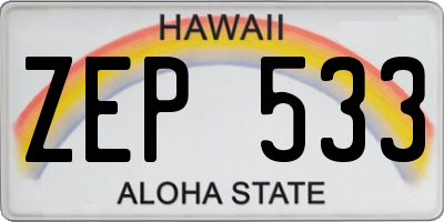 HI license plate ZEP533
