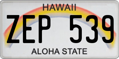 HI license plate ZEP539