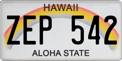 HI license plate ZEP542