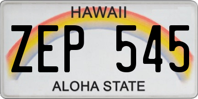 HI license plate ZEP545