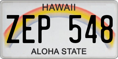 HI license plate ZEP548