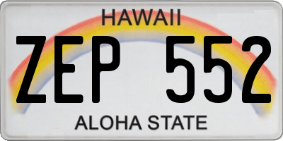 HI license plate ZEP552