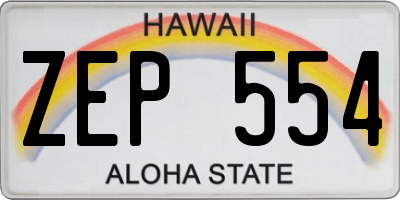 HI license plate ZEP554
