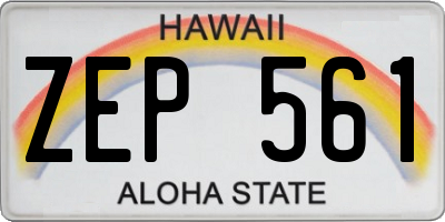 HI license plate ZEP561