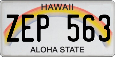 HI license plate ZEP563