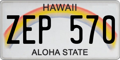 HI license plate ZEP570