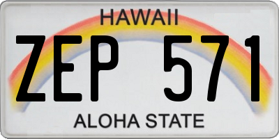 HI license plate ZEP571