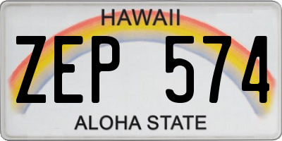 HI license plate ZEP574