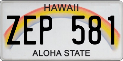 HI license plate ZEP581