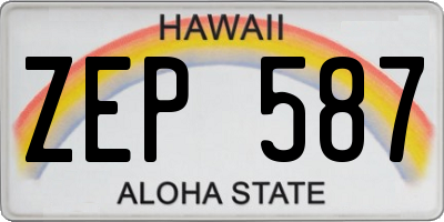 HI license plate ZEP587
