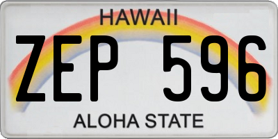HI license plate ZEP596