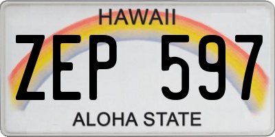 HI license plate ZEP597