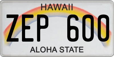 HI license plate ZEP600