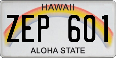 HI license plate ZEP601