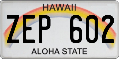 HI license plate ZEP602