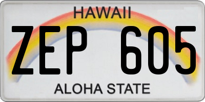 HI license plate ZEP605