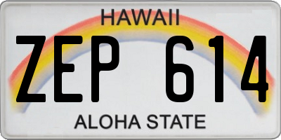 HI license plate ZEP614